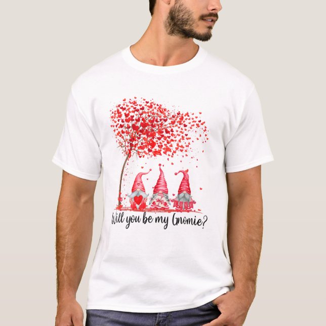 T-shirt Mignonne Trois Gnomes Saint Valentin Coeur Arbre G (Devant)