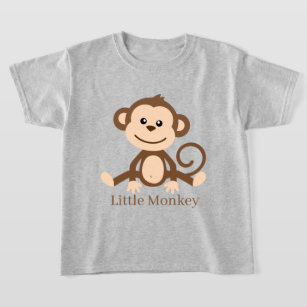 T-shirt mignonne unisex enfants petit singe ajouter le tex