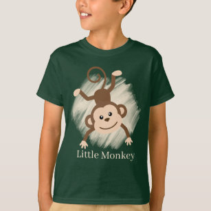 T-shirt mignonne unisex enfants petit singe ajouter le tex