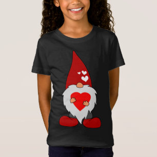 T-Shirt Mignonne Valentines Jour Gnome Avec L'Amour Rouge 