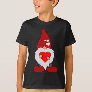 T-shirt Mignonne Valentines Jour Gnome Avec L'Amour Rouge 