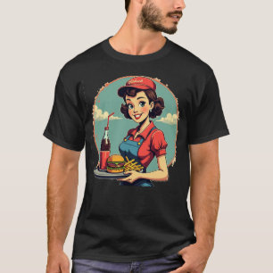 T-shirt Mignonne Vintage des années 1950 Carhop Retro pour