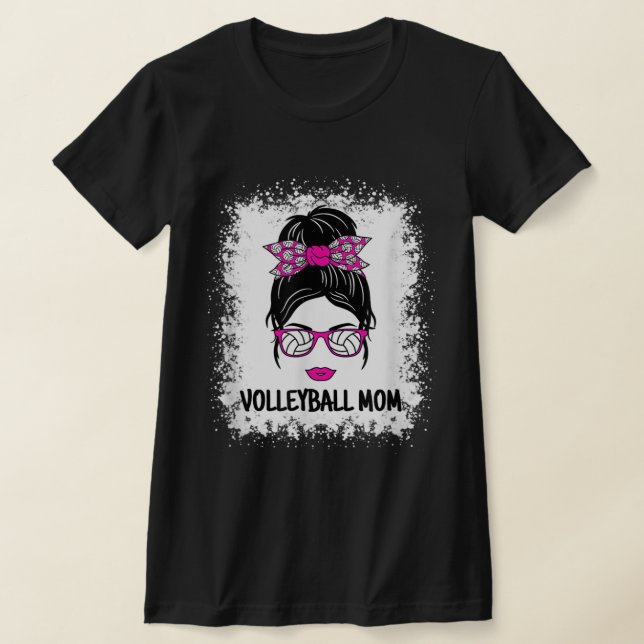 T-shirt Mignonne Volleyball Maman Messy Bun Femmes Volleyb (Poser)