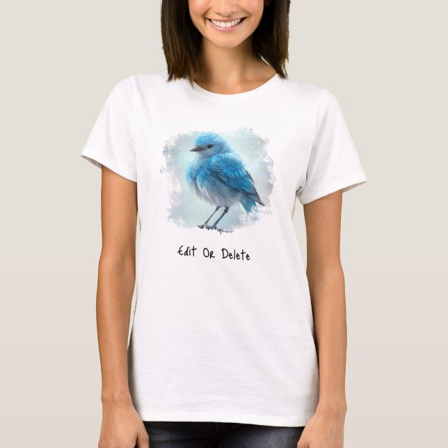 T-shirt *~* Mignonne Whimsical Détails Oiseau Bleu AP54 Ar (Devant)