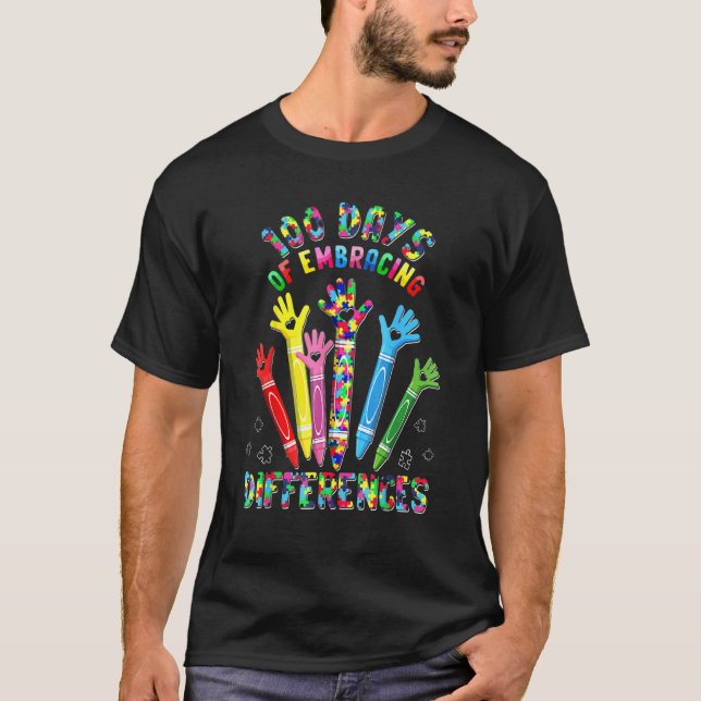 T-shirt Mignonnes Différences D'Embrace 100 Jours D'Autism (Devant)
