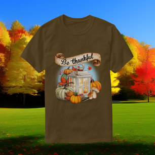 T-shirt mignonnes femmes remerciant mot art automne saison