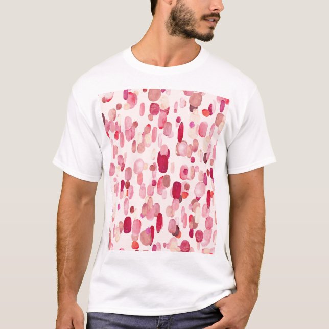 T-shirt Mignonnes Zones Rouges Roses Simples (Devant)