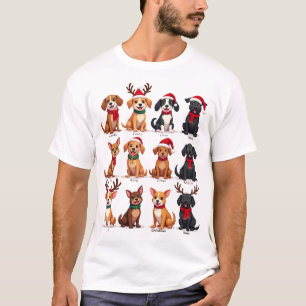 T-shirt Mignons 12 chiens Xmas drôles amateurs de chiens N