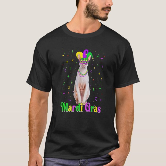 T-shirt Mignons Carnavals de Mardi Gras d'Animaux de Chat  (Devant)