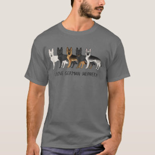 T-shirt Mignons chiens de berger allemands J'adore les ber