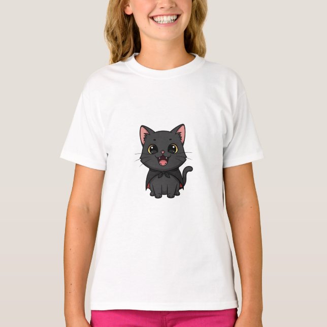 T-shirt Mignons enfants chats vampires noirs (Devant)