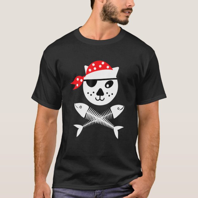 T-shirt Mignons et enfants pirates chat (Devant)