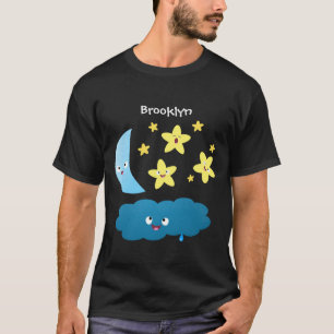 T-shirt Mignons étoiles chantant, lune et bande dessinée d