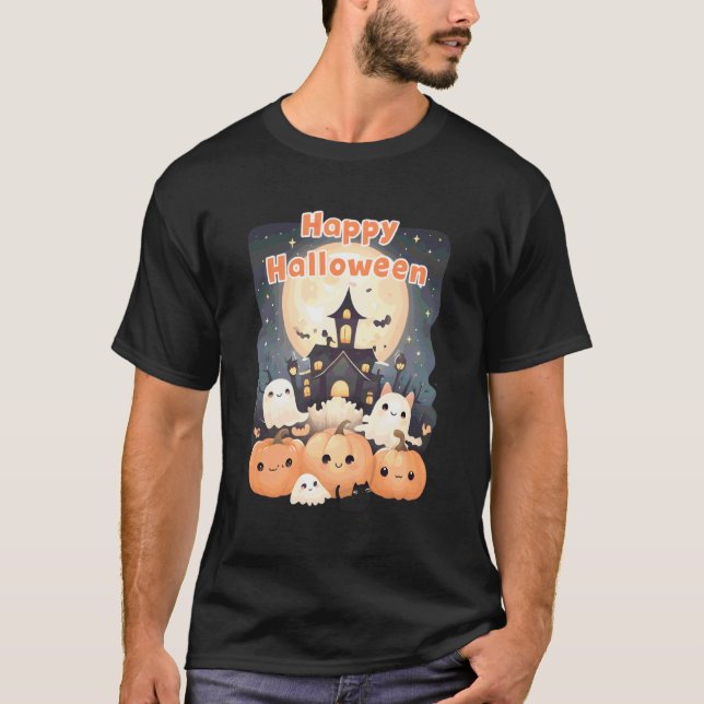 T-shirt Mignons fantômes de maison hantée Halloween Citrou (Devant)