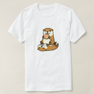 T-shirt Mignons loutres avec friandise sucette animal de d