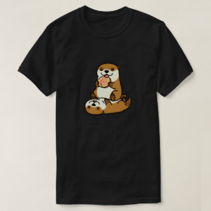 T-shirt Mignons loutres avec friandise sucette dessin anim