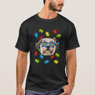 T-shirt Mignons lunettes de soleil puzzle d'autisme Shih T