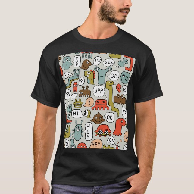 T-shirt Mignons monstres de dessin : Arrière - plan sans c (Devant)