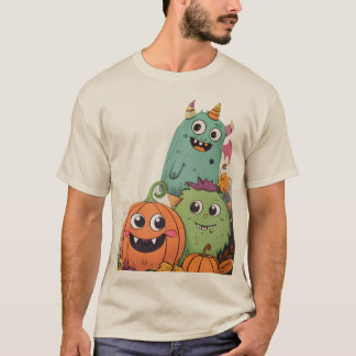 T-shirt Mignons monstres d'Halloween et amis Citrouilles