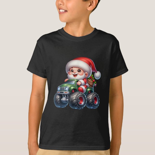 T-shirt Mignons Noël Père Noël Tractor Noël (Devant)