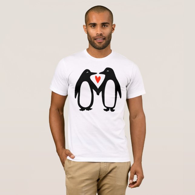 T-shirt Mignons Penguins tenant Les Mains (Devant entier)
