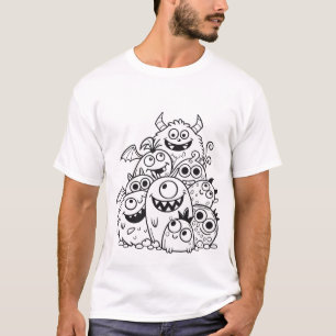 T-shirt Mignons personnages de dessin animé monstre illust