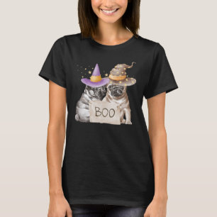 T-shirt Mignons Pugs d'Halloween Chien Fantôme Boo Automne