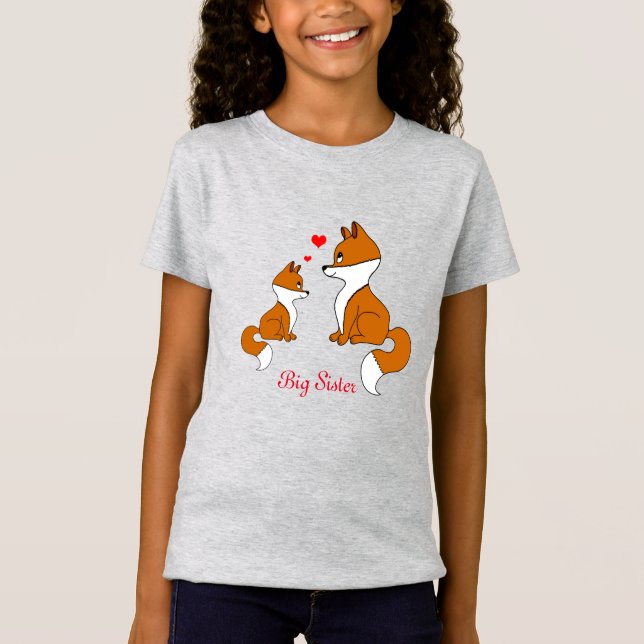 T-Shirt Mignons renards aux coeurs, dessinés à la main (Devant)