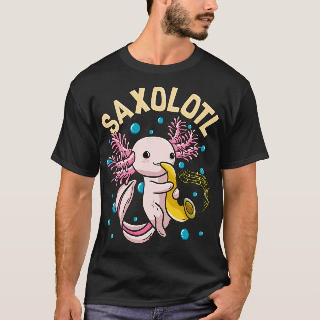 T-shirt Mignons Saxolotl Adorable Axolotl Jouant Le Sx (Devant)