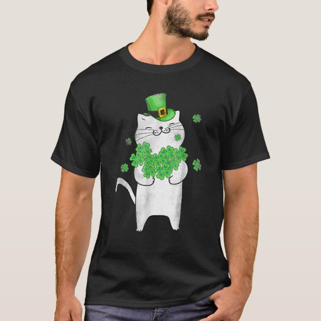 T-shirt Mignons Shamrocks Amoureux de les chats Jour de la (Devant)