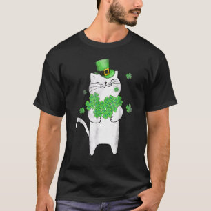 T-shirt Mignons Shamrocks Amoureux de les chats Jour de la