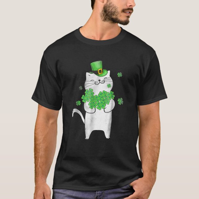 T-shirt Mignons Shamrocks Amoureux de les chats Jour de la (Devant)