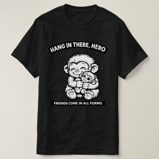 T-shirt Mignons singes s'étreignant, les amis se présenten (Design devant)