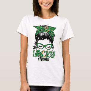 T-shirt Migny One Lucky Mama Messy Bun Happy St patrick Da