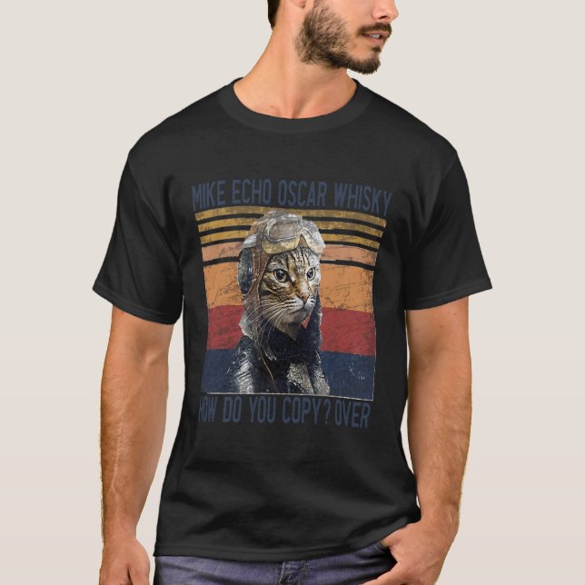 T-shirt Mike Echo Oscar Whisky Comment Copier Pilote Kitty (Devant)