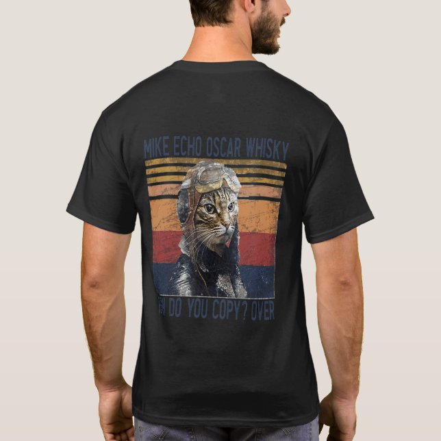T-shirt Mike Echo Oscar Whisky Comment Copier Pilote Kitty (Dos)