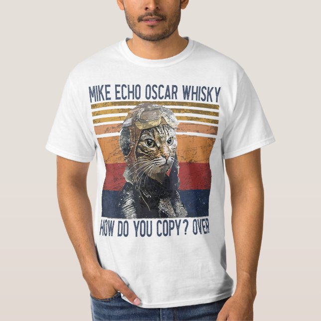 T-shirt Mike Echo Oscar Whisky How Do You Copy Pilot Kitty (Devant)