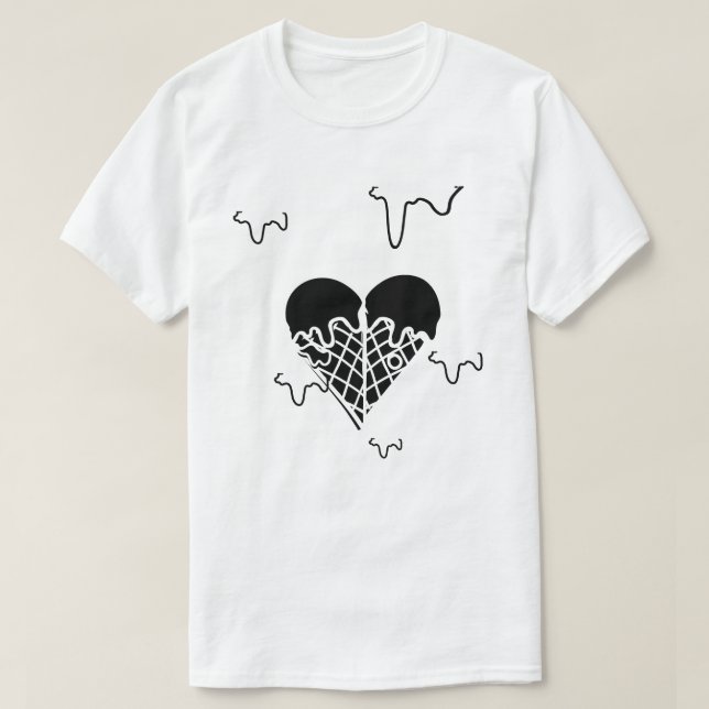 T-shirt Mikitiez coeur noir biscuits et crème glacée (Design devant)