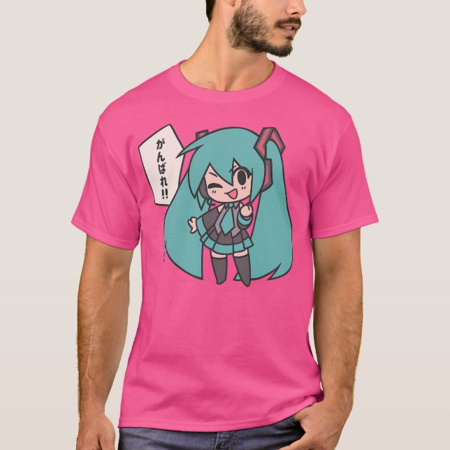 T-shirt Miku Ganbare Ganbatte Chibi (Devant)