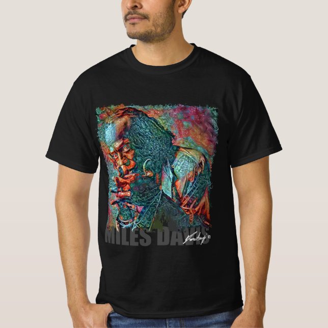 T-shirt MILES DAVIS - Portrait de NFT par Marco Aureggi (Devant)