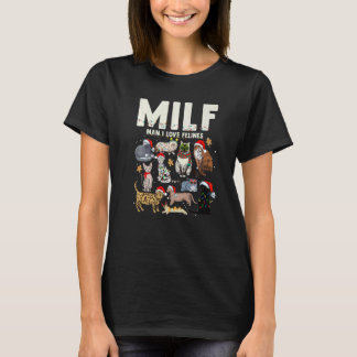 T-shirt MILF Homme J'Aime Félines Chat Joyeux Noël