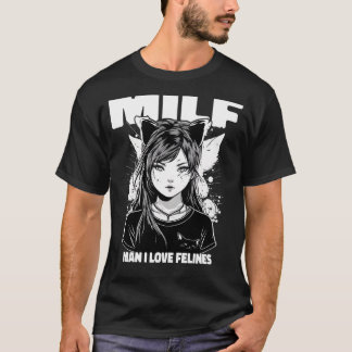 T-shirt MILF Homme J'aime Felines Chats Femmes Hommes 5