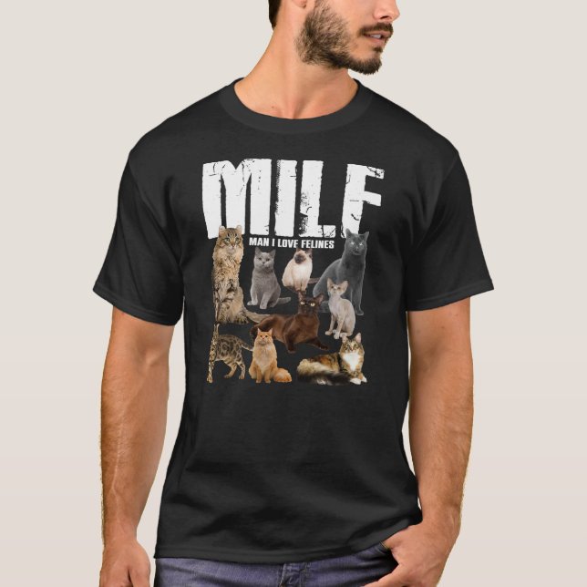 T-shirt MILF Homme J'aime Felines Fundy Chats Filles Femme (Devant)