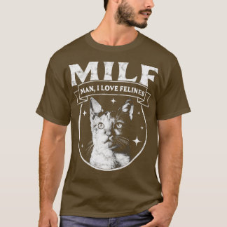 T-shirt MILF Homme J'aime Felines Fundy Chats Retro Vintag