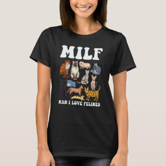 T-shirt MILF Homme J'aime les félins Chat Vintage