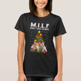 T-shirt MILF Man I Love Felines Christmas Tree