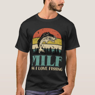 T-shirt Milf man j'aime la pêche rétro coucher de soleil v