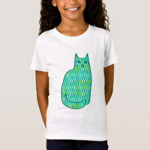 T-Shirt Milieu du siècle moderne Chat, Mint et Lime Vert