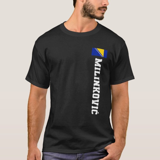 T-shirt Milinkovic Bosnie Drapeau Nom Manteau D'Arme Emble (Devant)