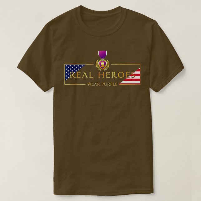 T-shirt Militaire coeur pourpre Véritables héros portent v (Design devant)
